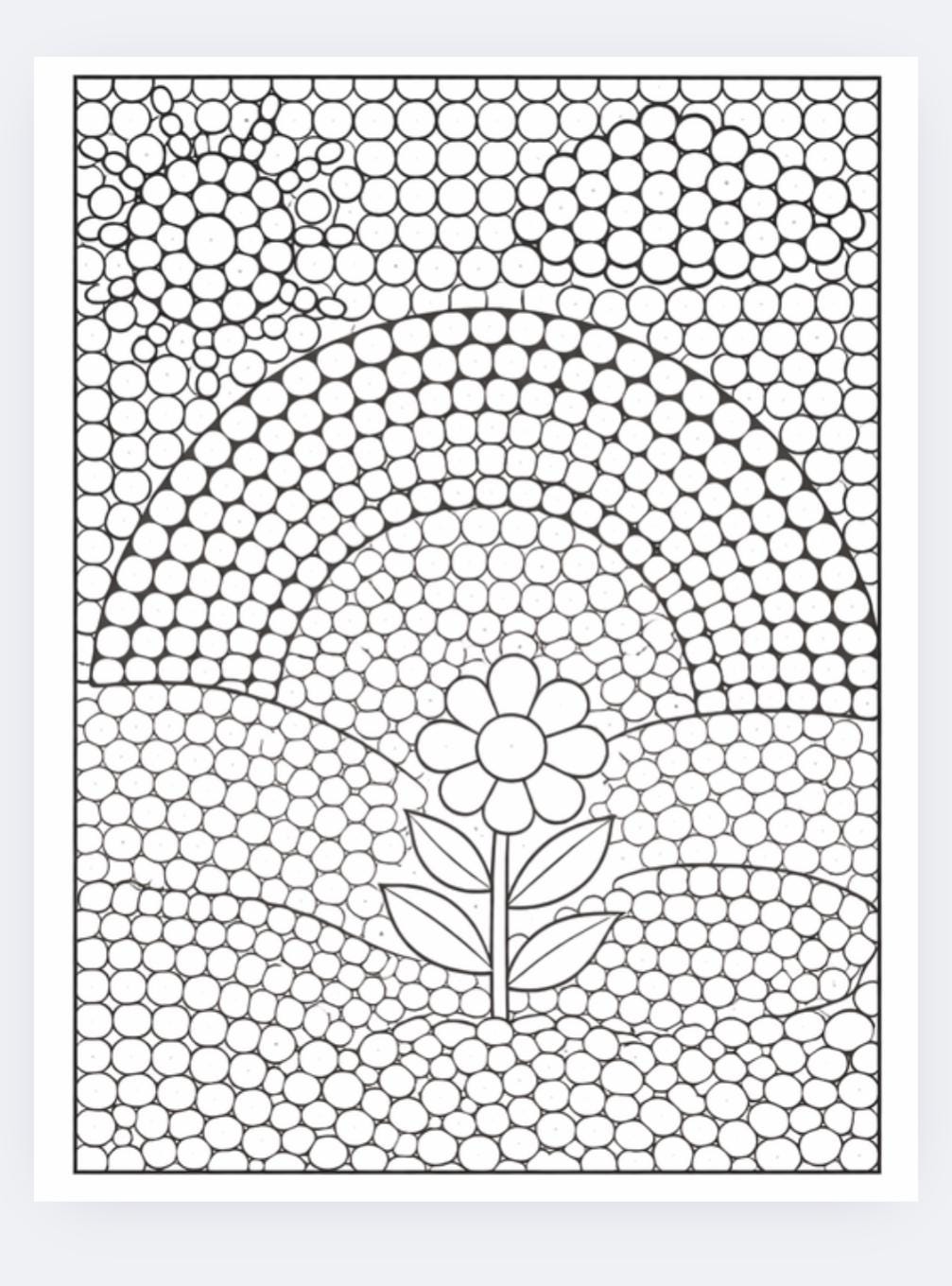 Dot Art Coloring Page Printable Mindful Nature Coloring Sheet Eco Wellness Stress Relief