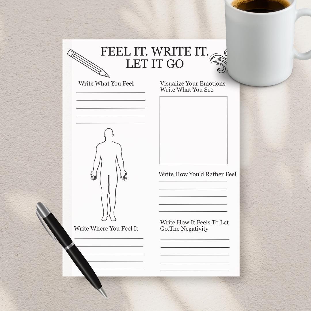 Emotional Release Worksheet: Mindfulness Journal Page (Digital Download)