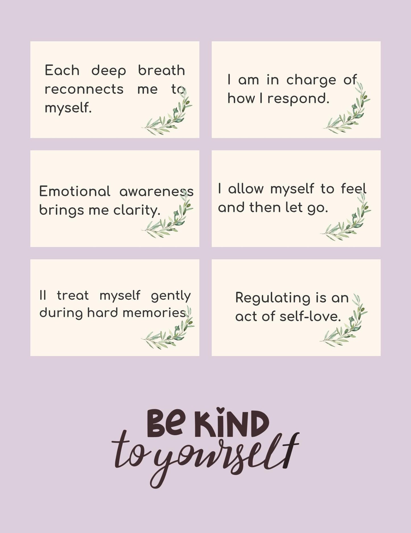 Emotional Regulation Affirmation Cards Printable DIY Affirmations Jar| Mental Health & Mindfulness Support