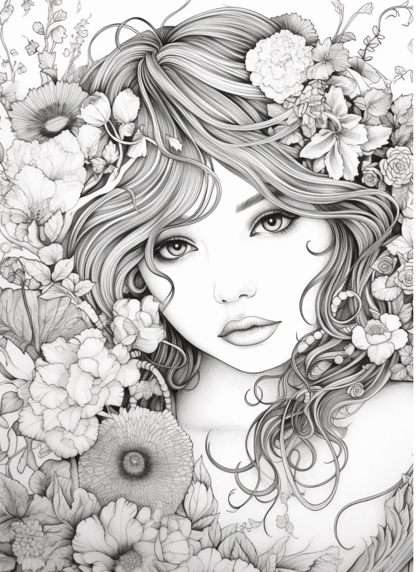 Whimsical Women Coloring Pages Bundle 21 Printable PDF Self Care Art Therapy Coloring Sheets