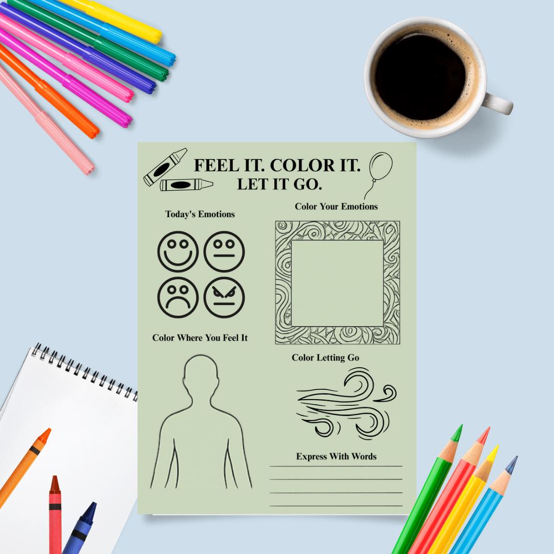 Emotions Worksheet: Art Therapy, Mindfulness Coloring Page (Printable PDF)