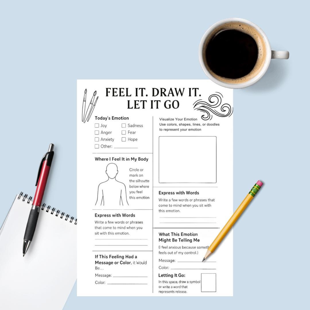 Feel It Let It Go PDF Bundle Emotional Regulation Coloring and Journaling Pages