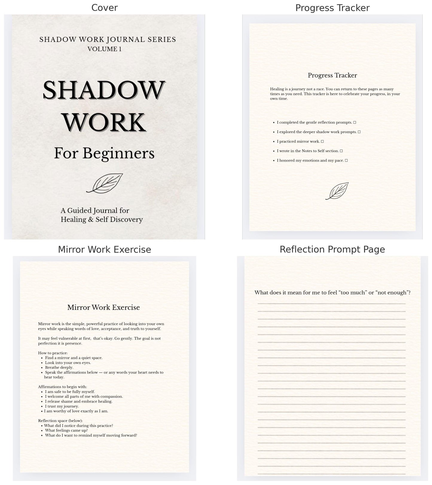 Shadow Work for Beginners: Guided Healing Prompts  Mirror Work Self Care PDF