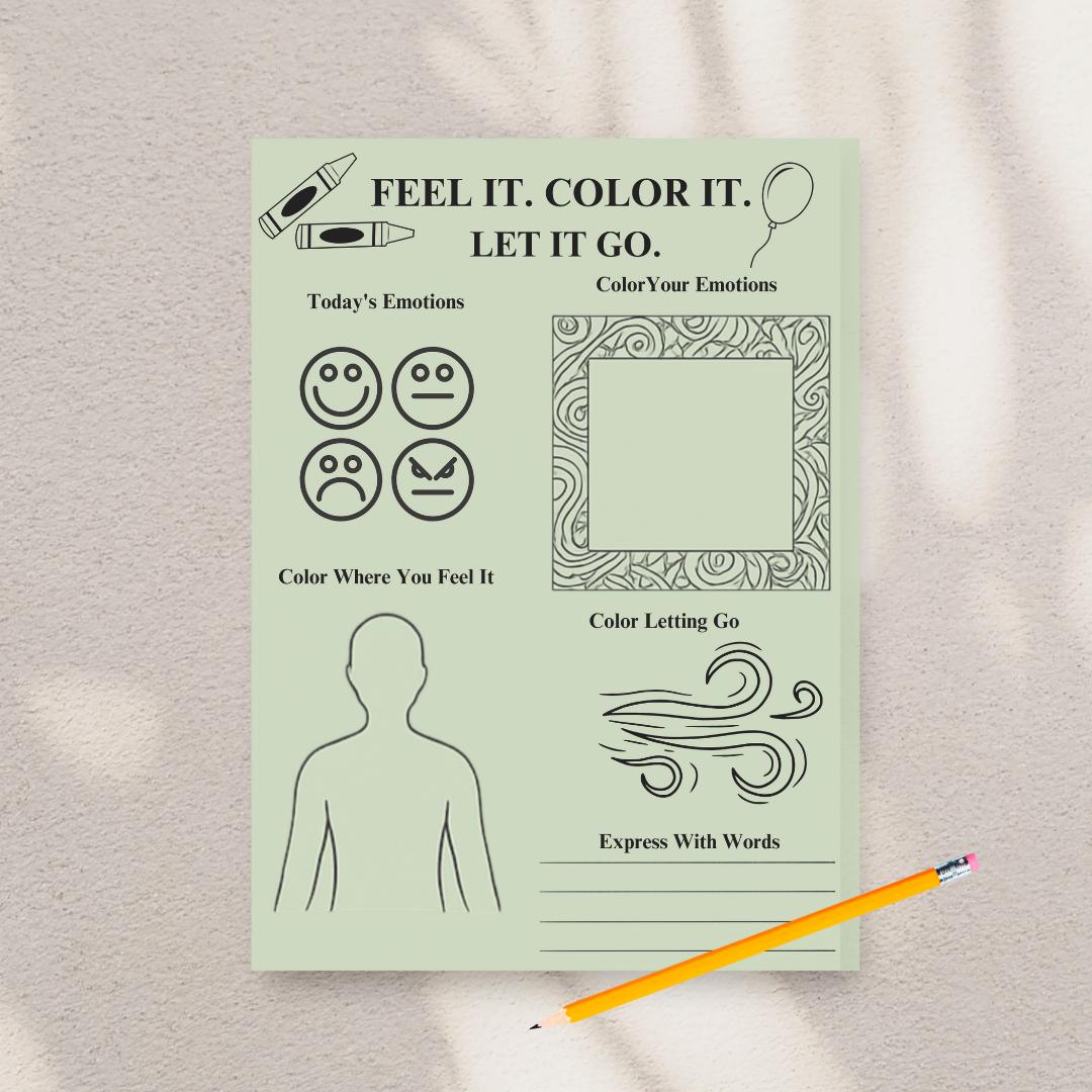 Feel It Let It Go PDF Bundle Emotional Regulation Coloring and Journaling Pages