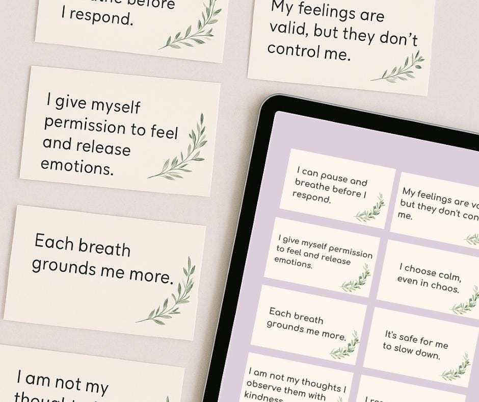 Emotional Regulation Affirmation Cards Printable DIY Affirmations Jar| Mental Health & Mindfulness Support