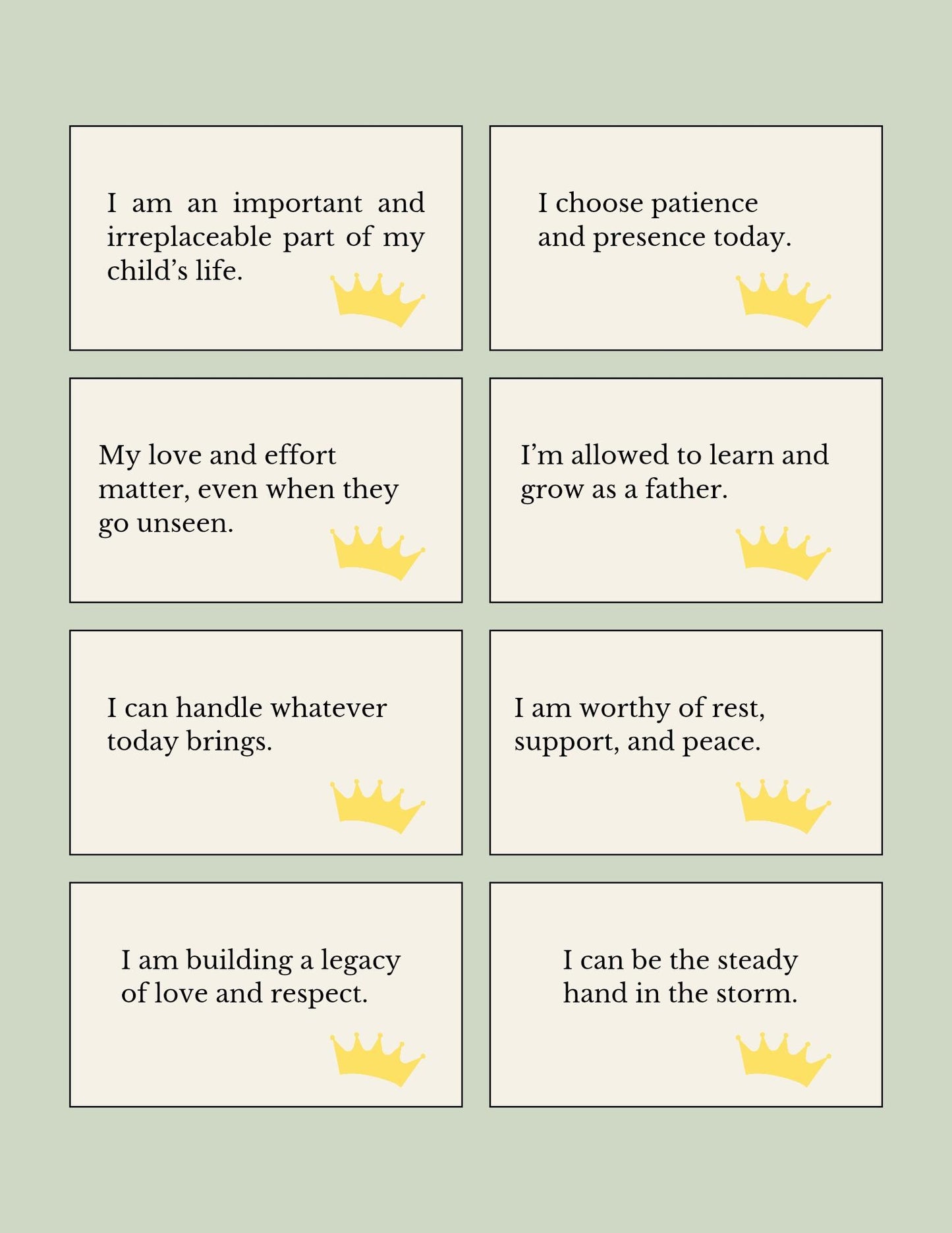 Affirmation Cards for Dads, Positive Quote Deck (Digital Download)