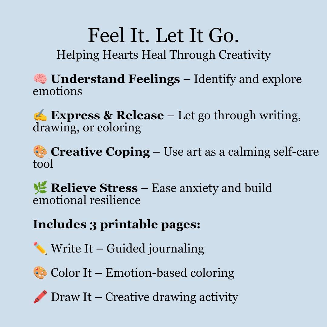 Feel It Let It Go PDF Bundle Emotional Regulation Coloring and Journaling Pages
