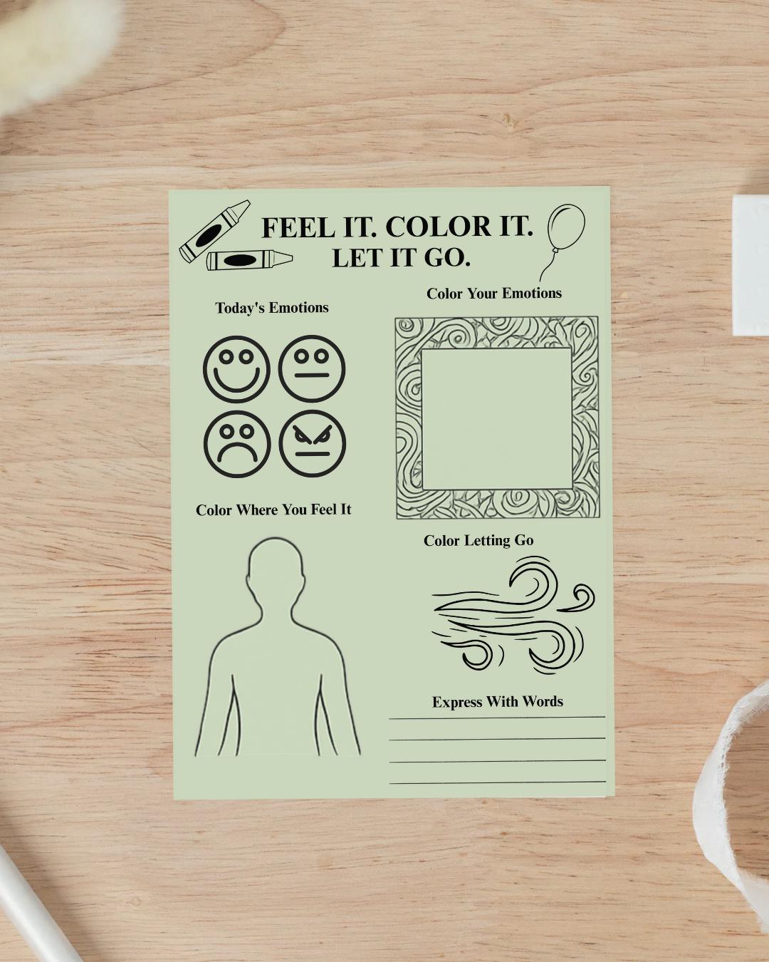 Emotions Worksheet: Art Therapy, Mindfulness Coloring Page (Printable PDF)