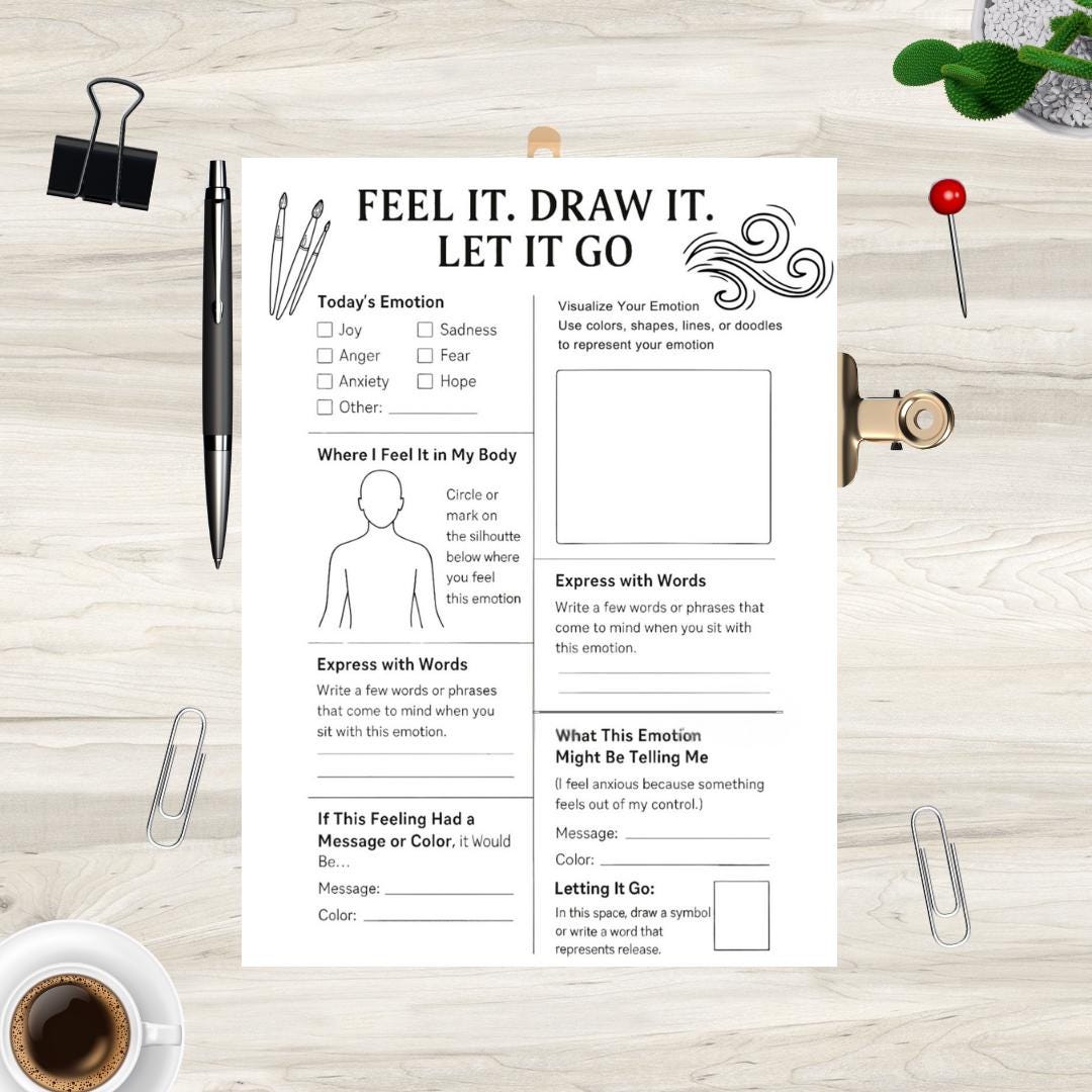 Emotional Regulation Art Therapy Printable Feel It Draw It Let It Go