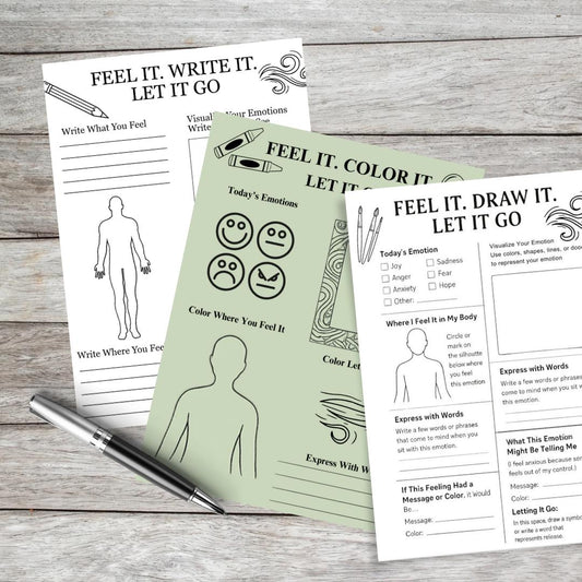 Feel It Let It Go PDF Bundle Emotional Regulation Coloring and Journaling Pages